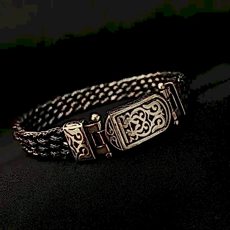 Oksitli Kalın Zincirli Desenli Kilitli Erkek Gümüş Bileklik
