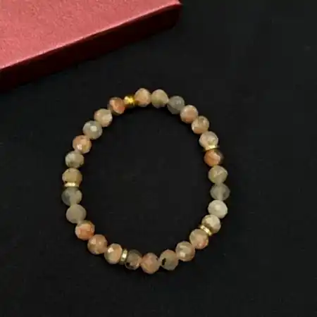 Fasetli Sitrin Doğal Taşlı Bileklik - El Yapımı ve 925 Ayar Gümüş Detaylı Model