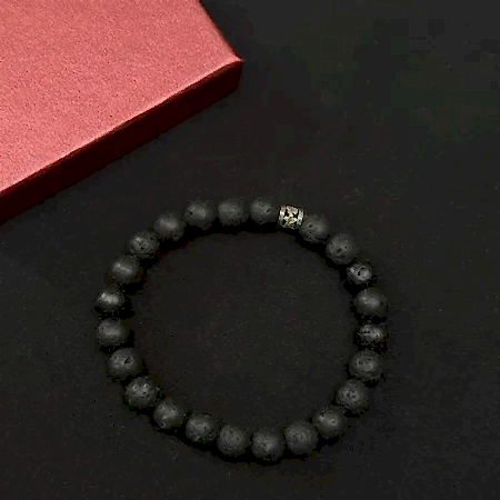 Doğal Lav Taşlı Bileklik - El Yapımı ve 925 Ayar Gümüş Detaylı Model