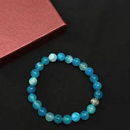 Mavi Akik Doğal Taşlı Bileklik - El Yapımı Huzur ve Denge Taşı