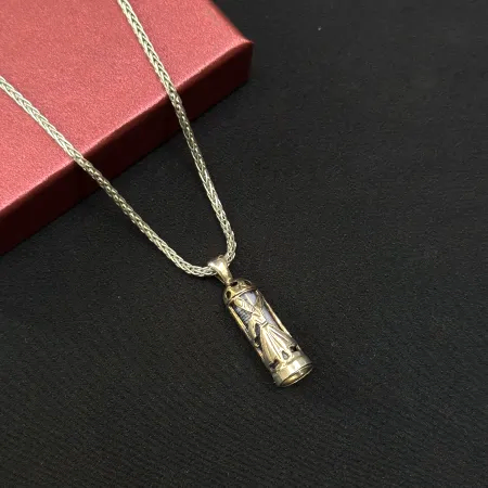 925 Ayar Mevlana Motifli Gümüş Cevşen Kolye