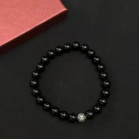 Oniks Doğal Taşlı Bileklik - El Yapımı ve 925 Ayar Gümüş Detaylı Model